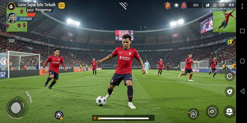 Tampilan gameplay <strong>555F</strong> dengan aksi sepak bola yang seru dan grafis memukau.