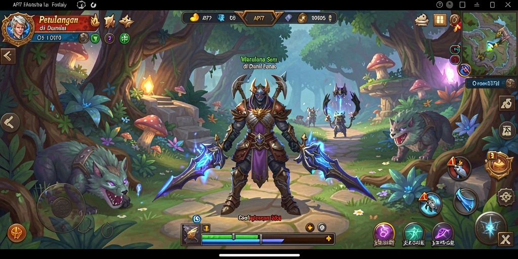 Screenshot gameplay API77 yang menampilkan pertarungan epik dan karakter unik.