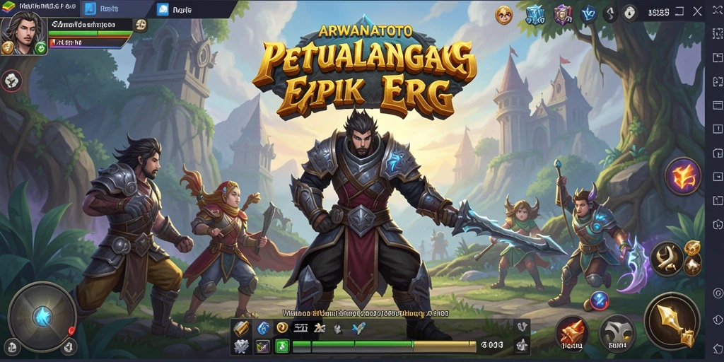 Screenshot dari gameplay ARPG yang menampilkan pertempuran epik di ARWANATOTO.