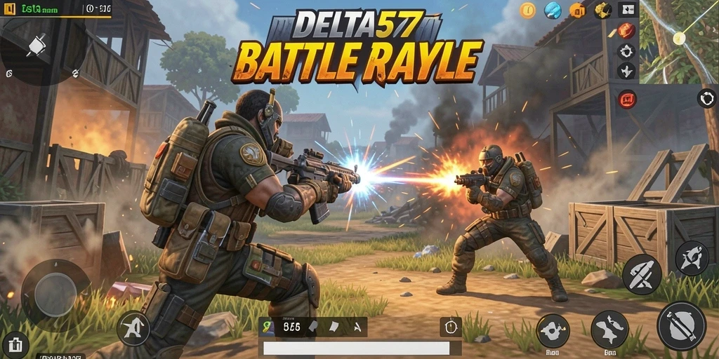 Tampilan gameplay seru di DELTA575 dengan aksi Battle Royale.
