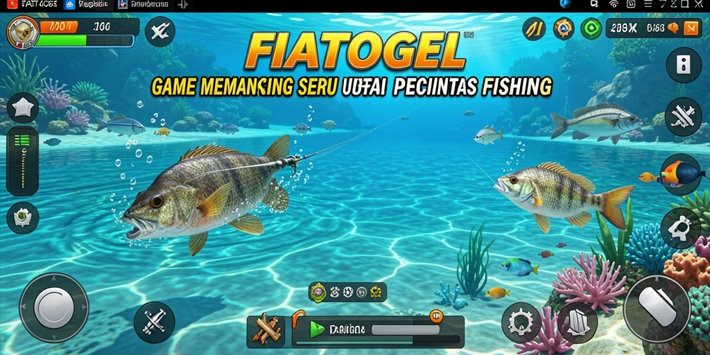 Menampilkan gameplay seru dan mendebarkan dalam menangkap ikan di FIATOGEL.