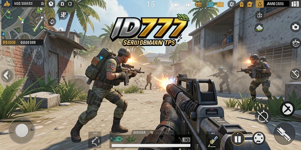 Screenshot ID777 menampilkan aksi seru dalam gameplay TPS.