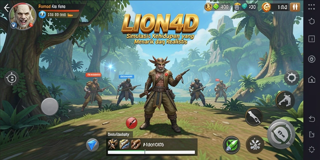 Tampilan gameplay <strong>LION4D</strong> yang realistis dan mendetail.
