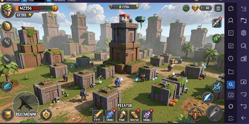 Gameplay MZ356 yang seru dengan menara pertahanan yang strategis.