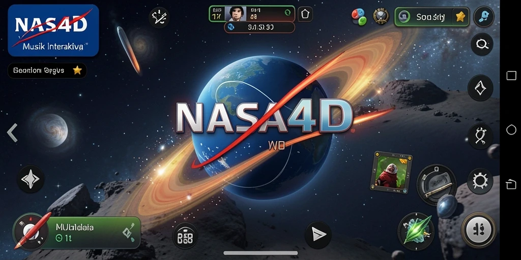 Screenshot NASA4D menampilkan interaksi gameplay musik yang menyenangkan.