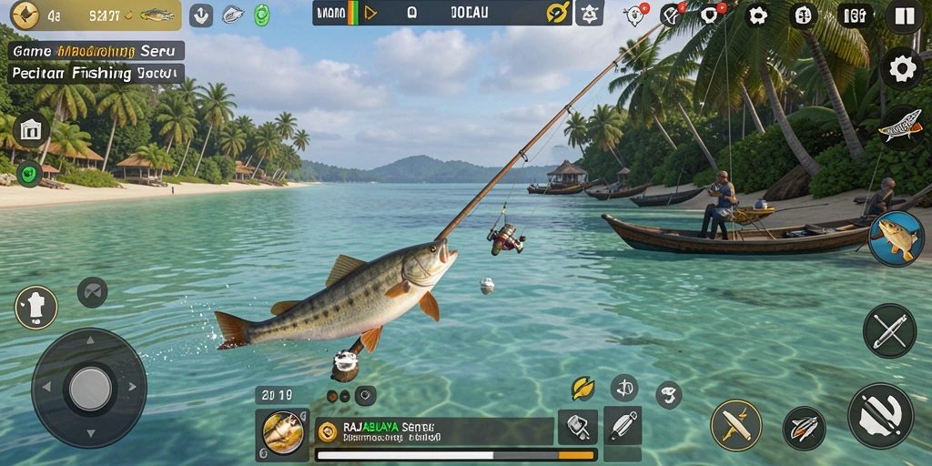 Gameplay seru RAJABUAYA dengan berbagai jenis ikan dan lokasi memancing.