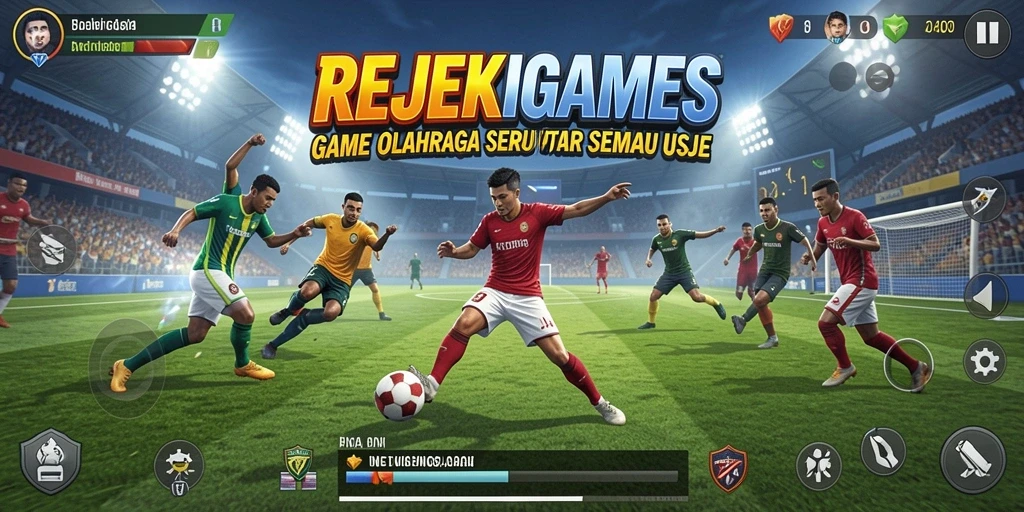 Gameplay seru di REJEKIGAMES yang menampilkan pertandingan olahraga.