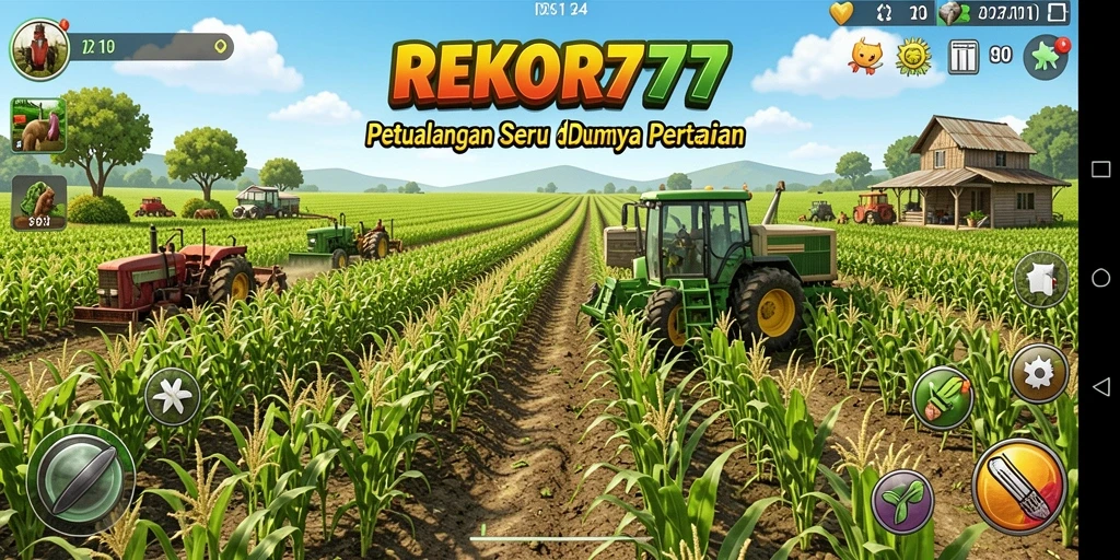Gameplay seru dari REKOR777 saat mengelola ladang pertanian.