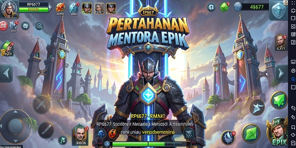 Tampilan menara dan musuh dalam gameplay Tower Defense.